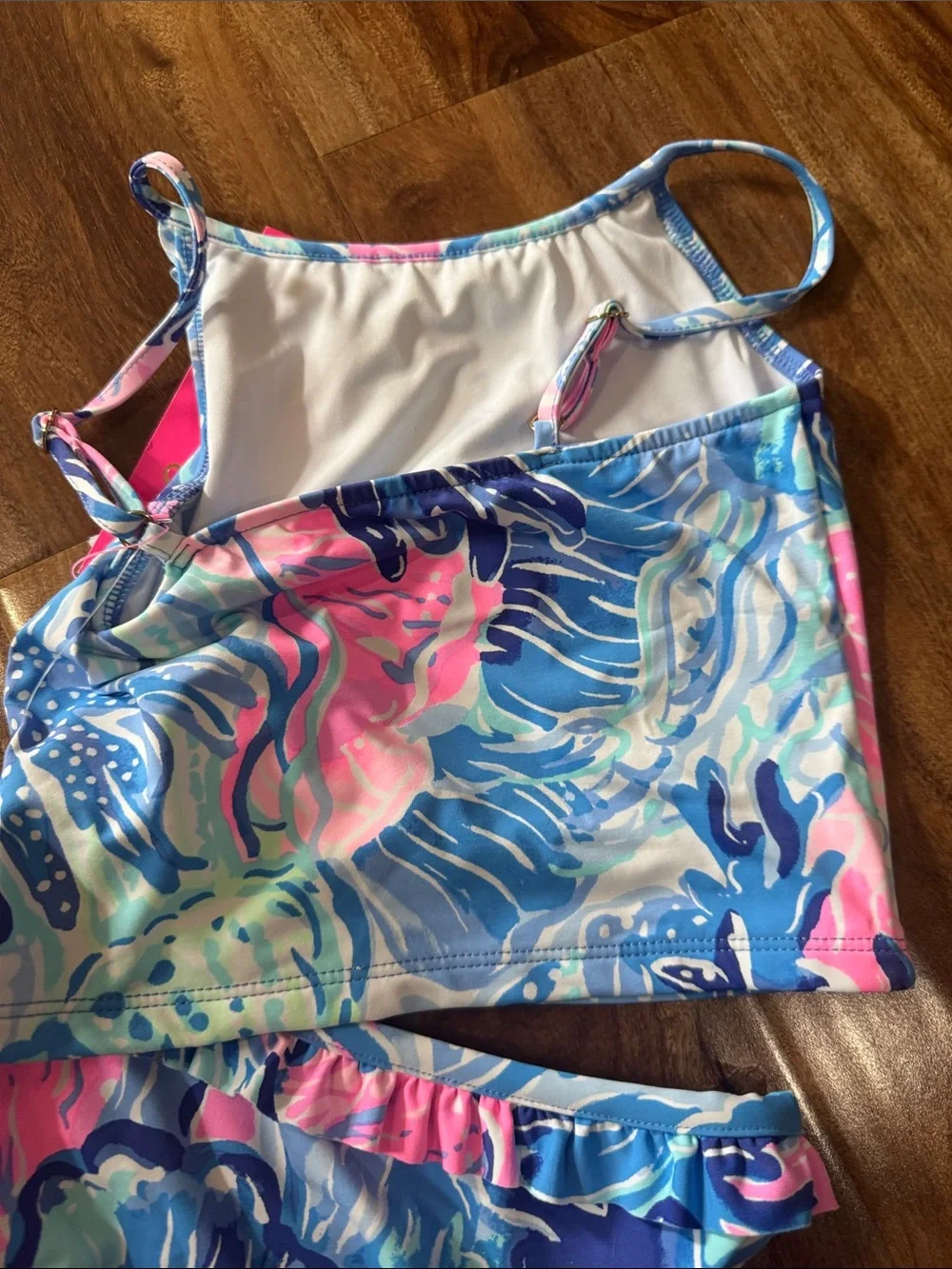 Lilly Pulitzer Girls' Blue, Pink & Mint Tropical Tankini Set size 4 NWT’s